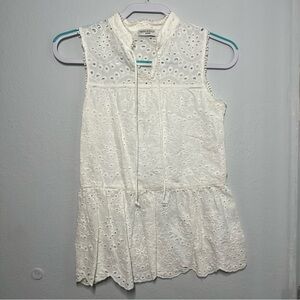 White Eyelet Sleeveless Top